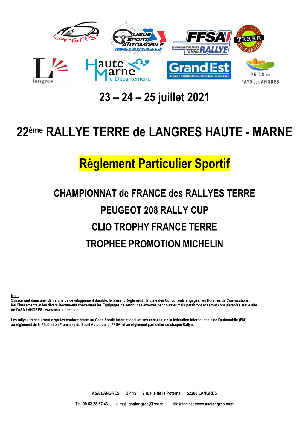 22Ème RALLYE TERRE De LANGRES HAUTE - MARNE