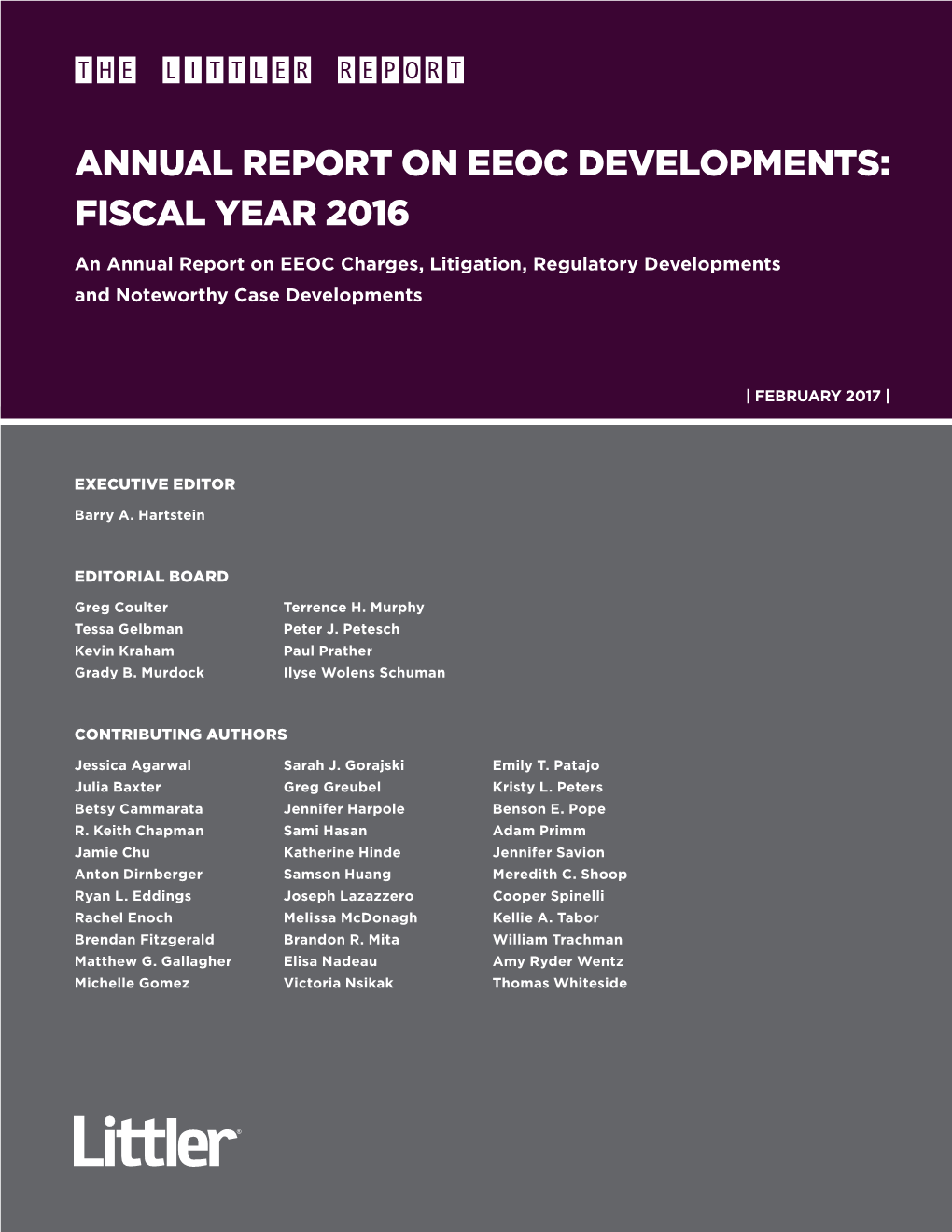 Annual Report on Eeoc Developments: Fiscal Year 2016