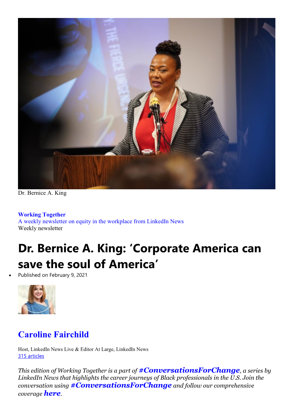 Dr. Bernice A. King: 'Corporate America Can Save the Soul of America'