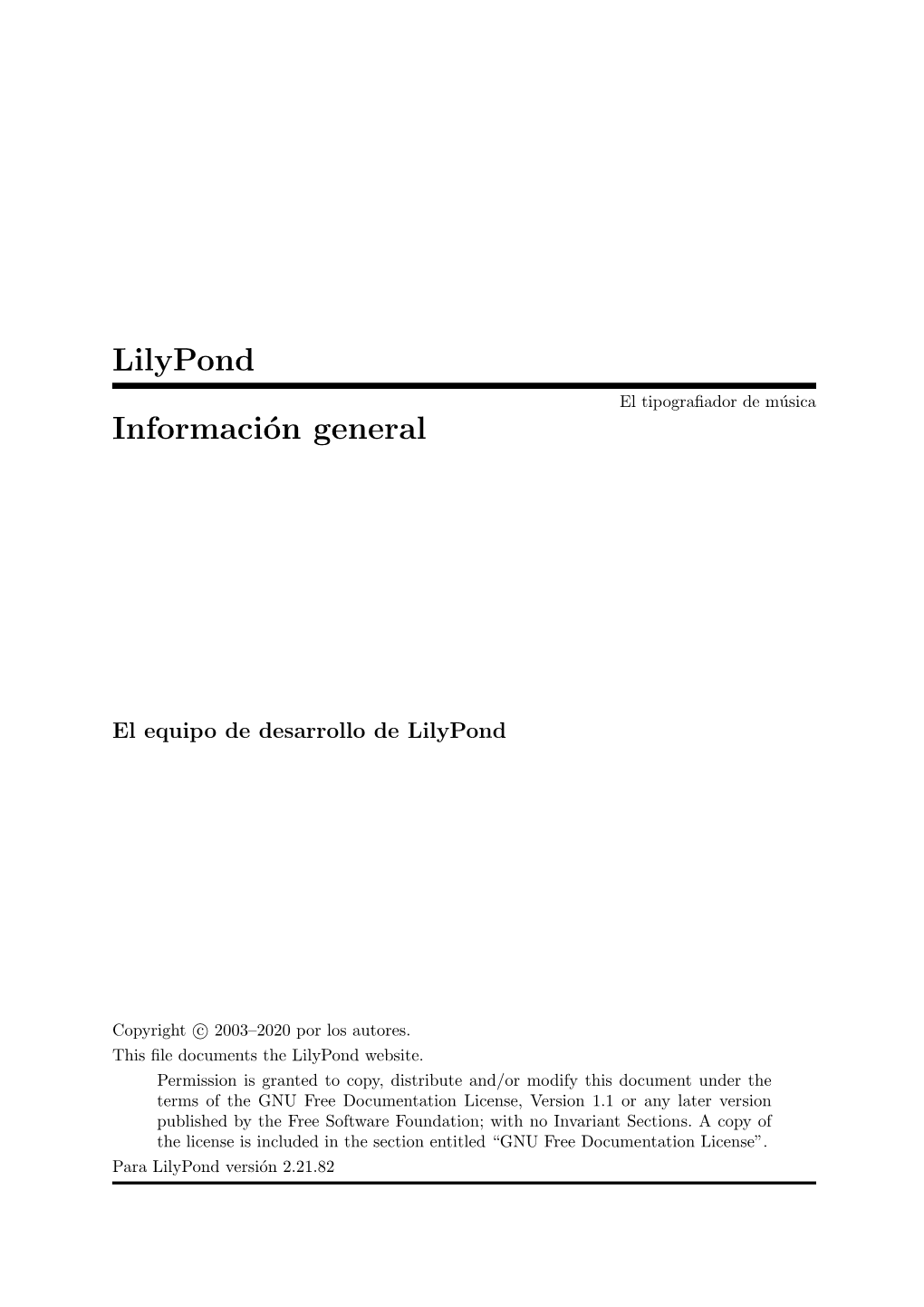 Lilypond Información General