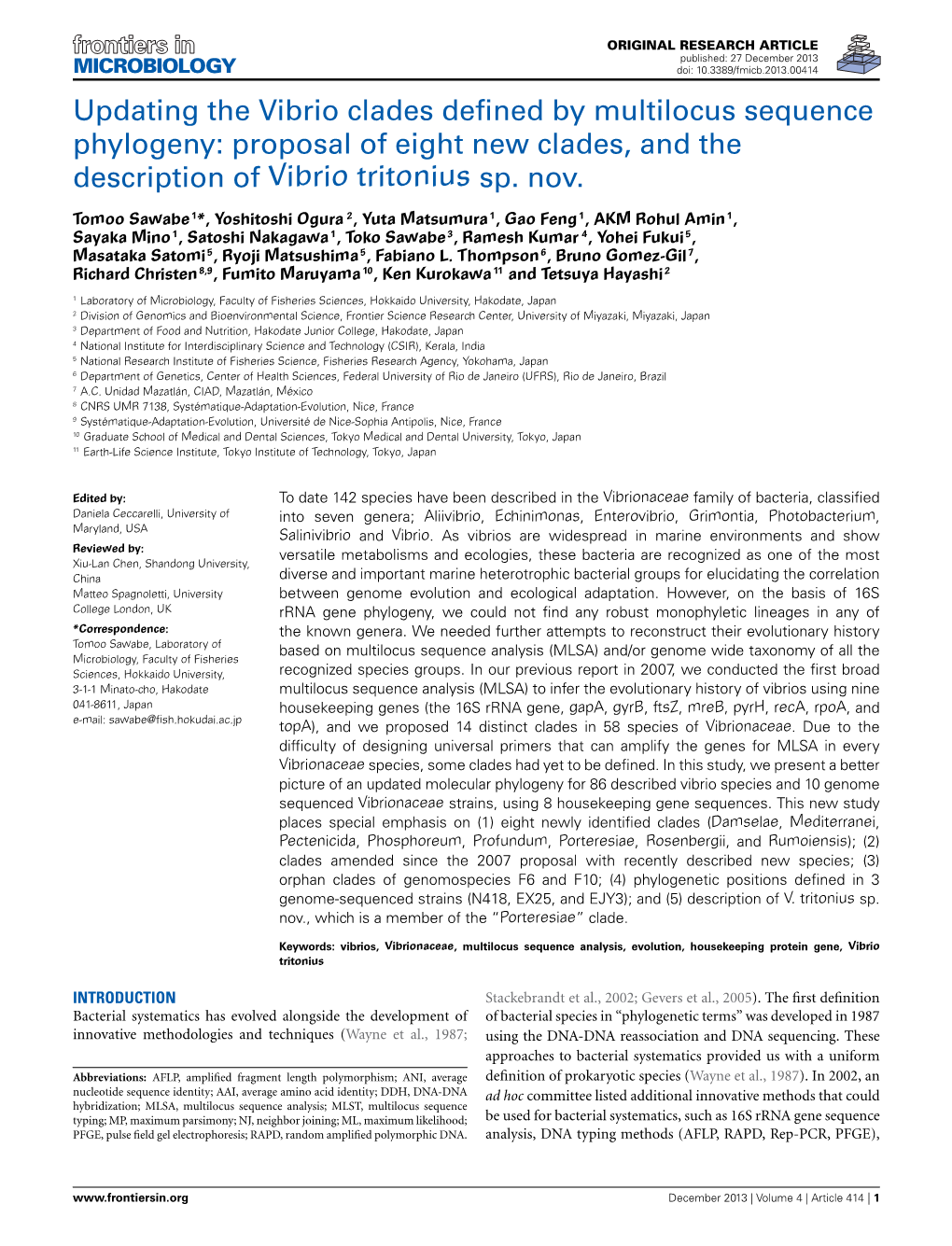 Updating the Vibrio Clades Defined by Multilocus Sequence