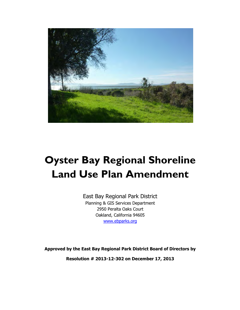 Oyster Bay Regional Shoreline Land Use Plan Amendment
