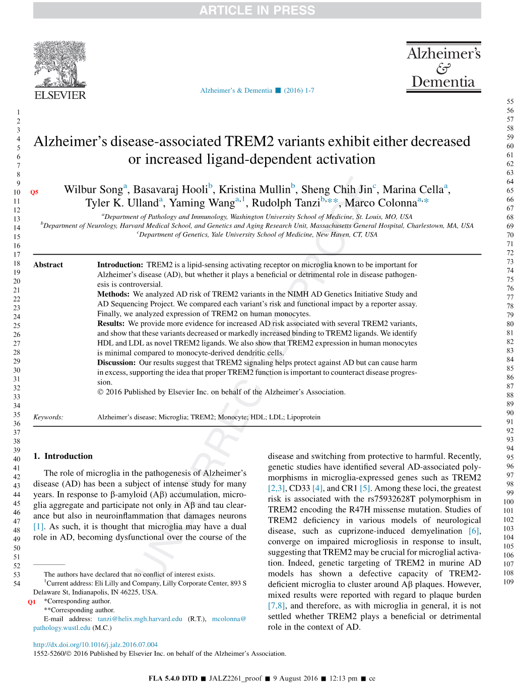 Alzheimer's Disease-Associated TREM2 Variants Exhibit Either