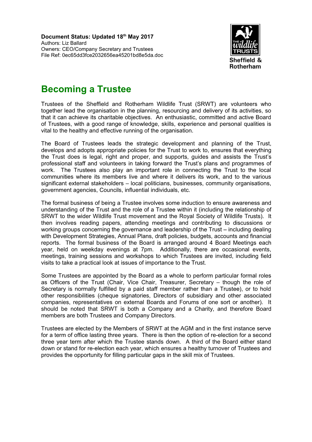 SWT Trustee Role Description