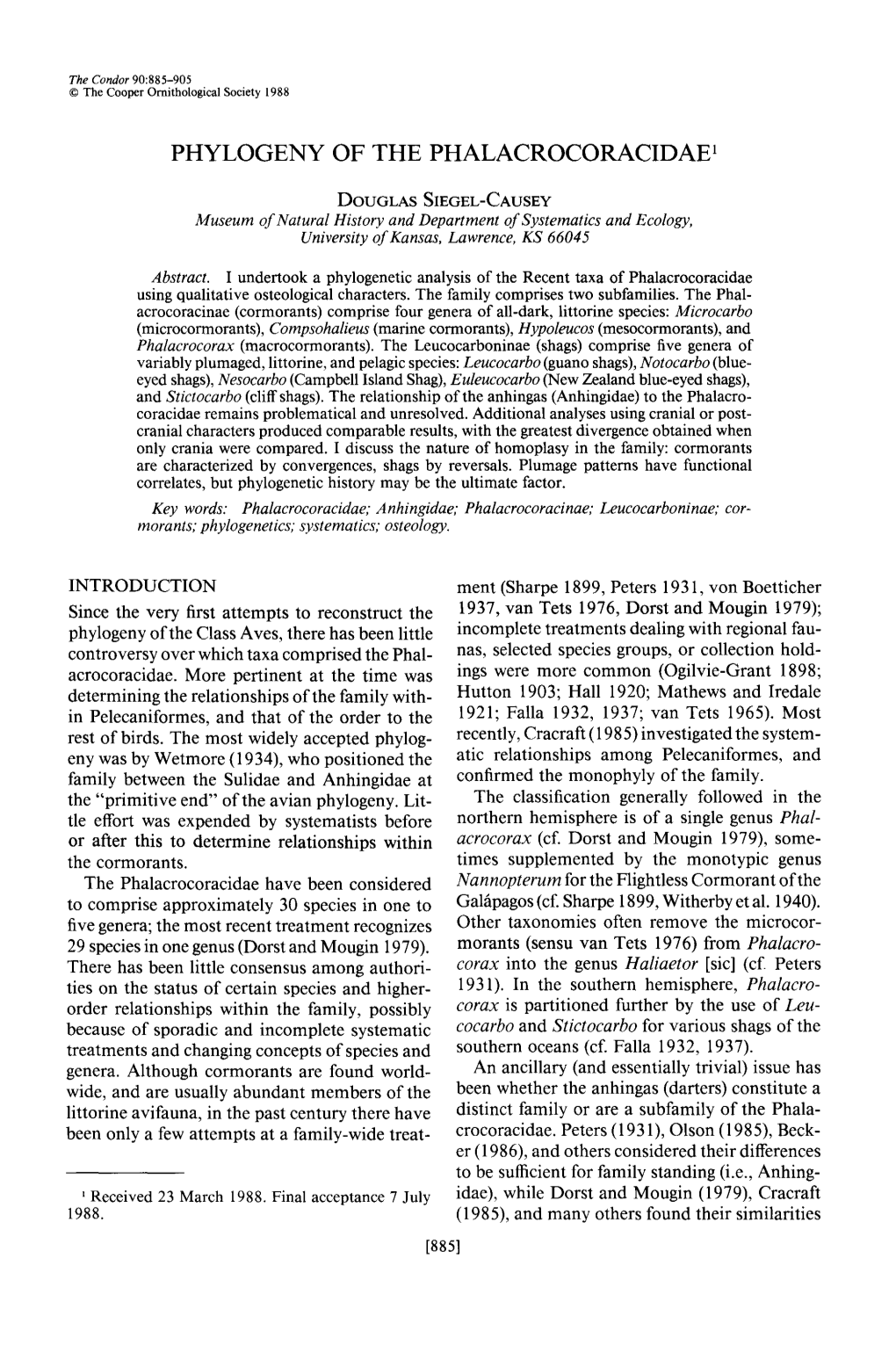 Phylogeny of the Phalacrocoracidae’