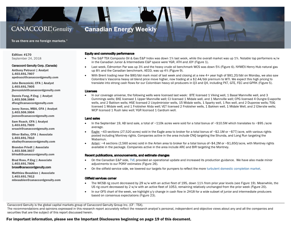 Canadian Energy Weekly