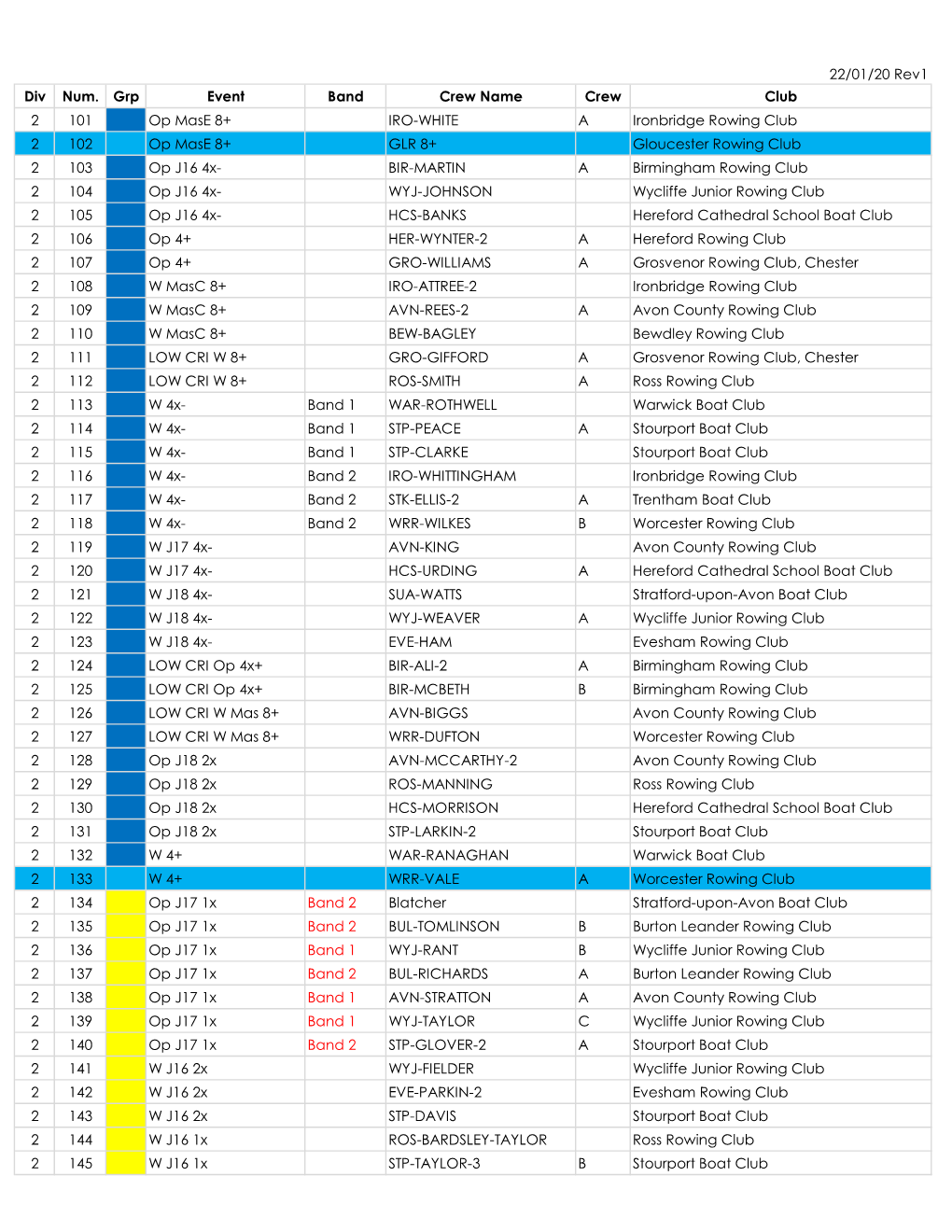 Winter Head Draw 2020