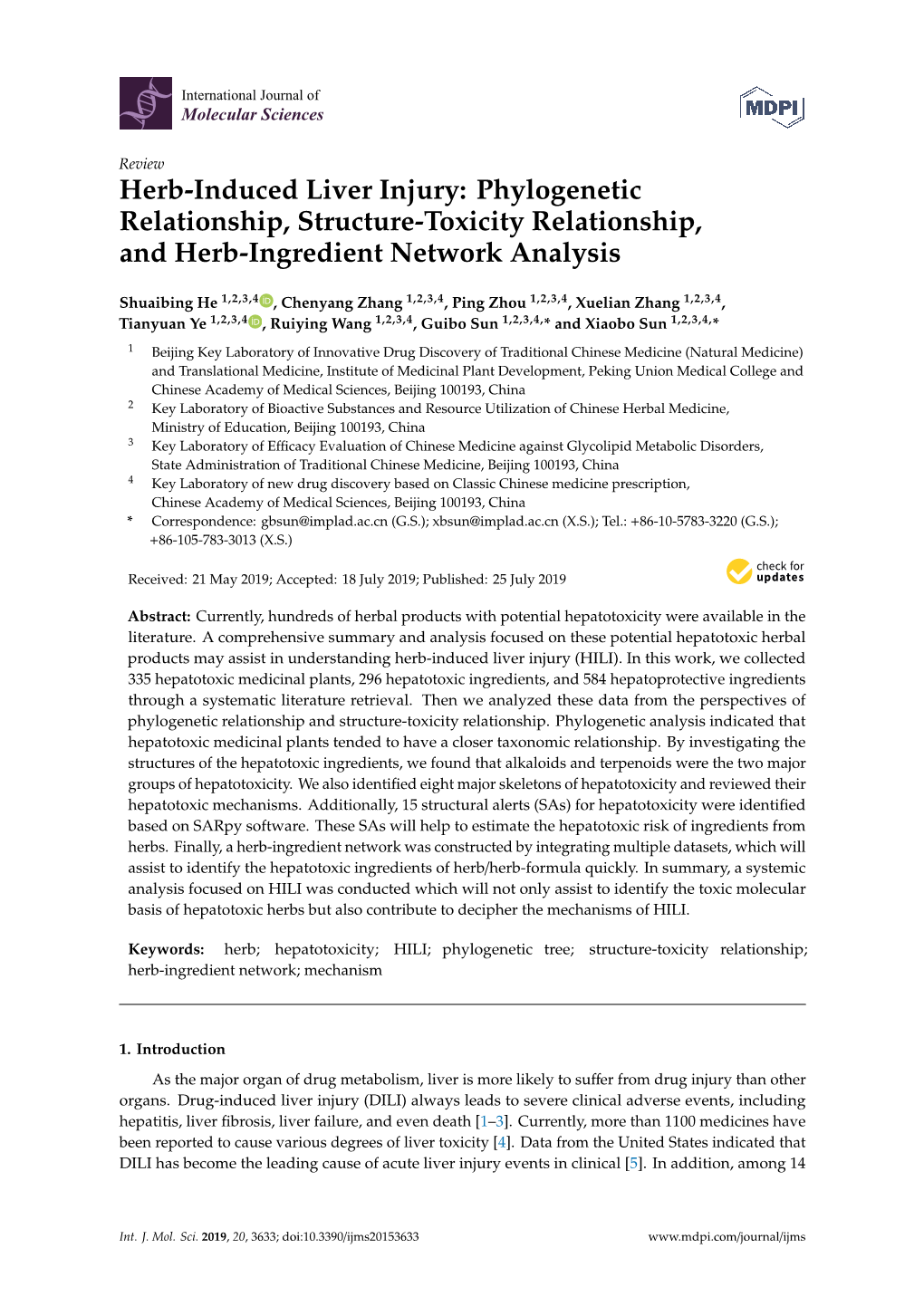 Herb-Induced Liver Injury: Phylogenetic Relationship, Structure-Toxicity Relationship, and Herb-Ingredient Network Analysis