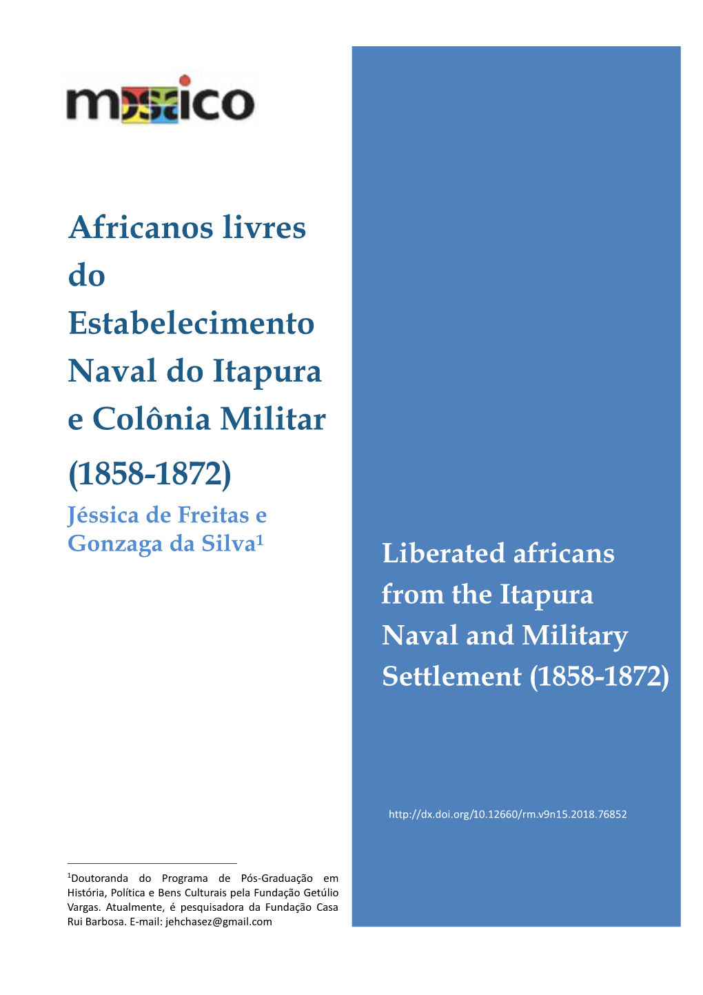 Africanos Livres Do Estabelecimento Naval Do Itapura E Colônia