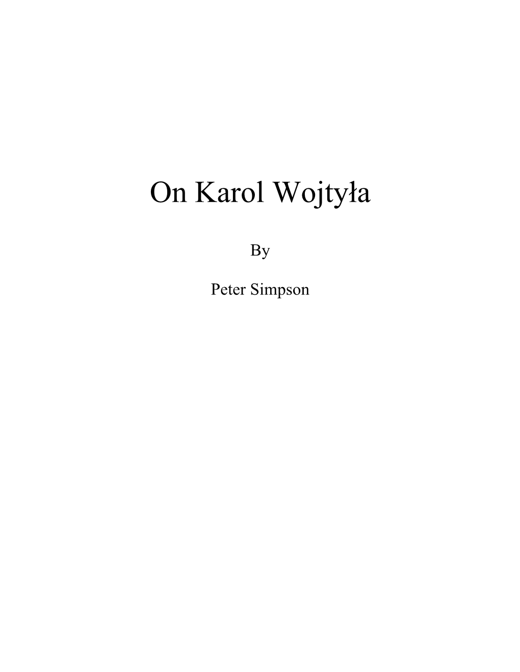 On Karol Wojtyła