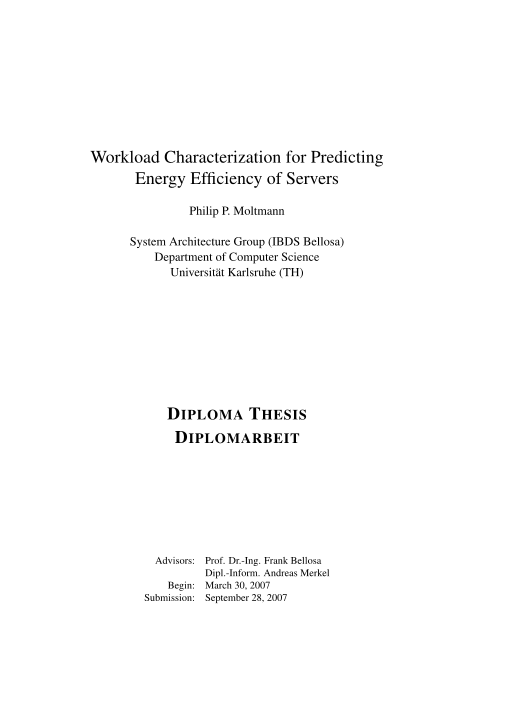 Workload Characterization for Predicting Energy Efficiency of Servers