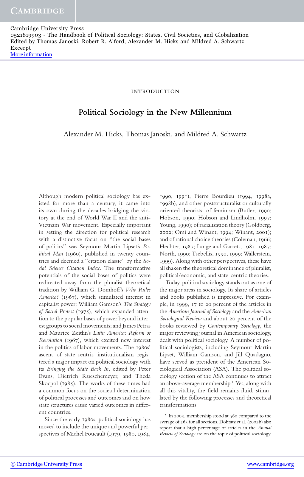 Political Sociology in the New Millennium