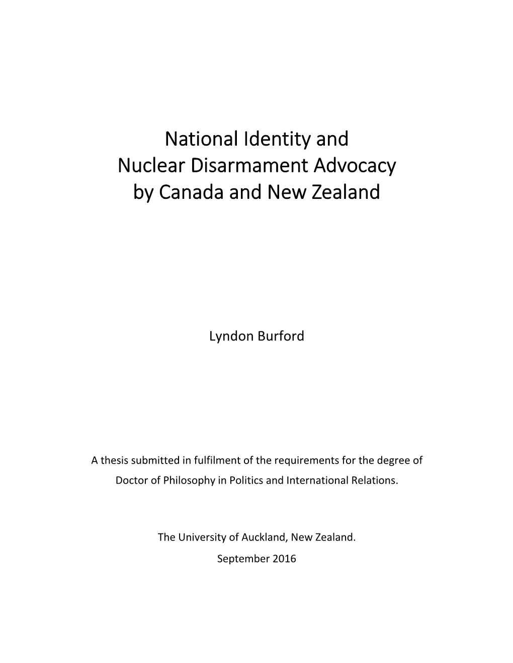 National Identity and Nuclear Disarmament Advocacy by Canada and New Zealand