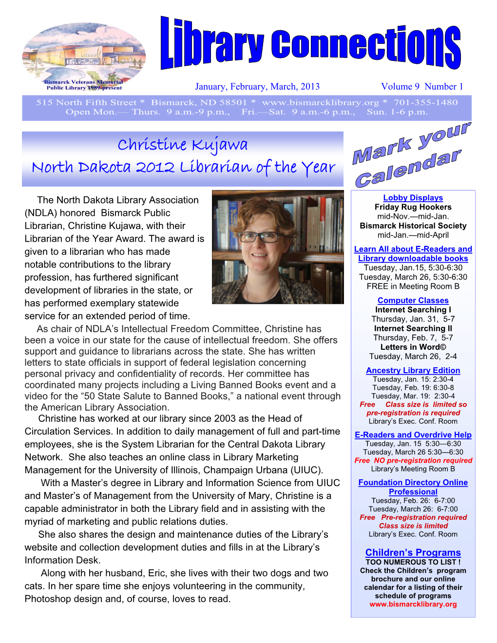 Library Newsletter 22 for Christine.Pub