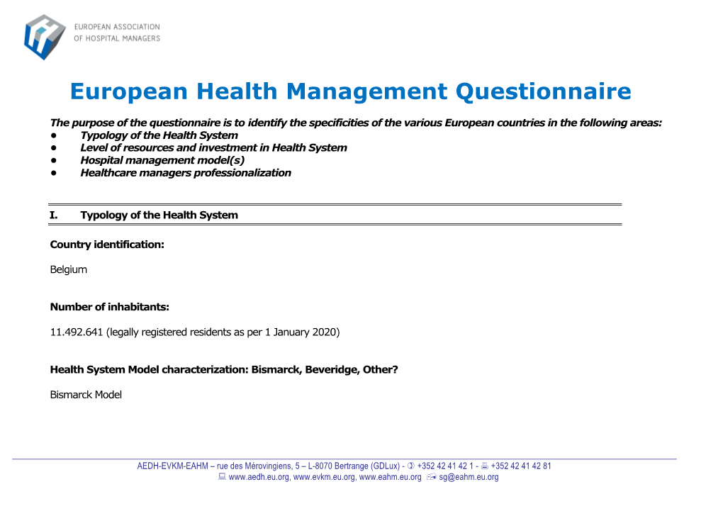 Health and Hospital Management System in Belgium