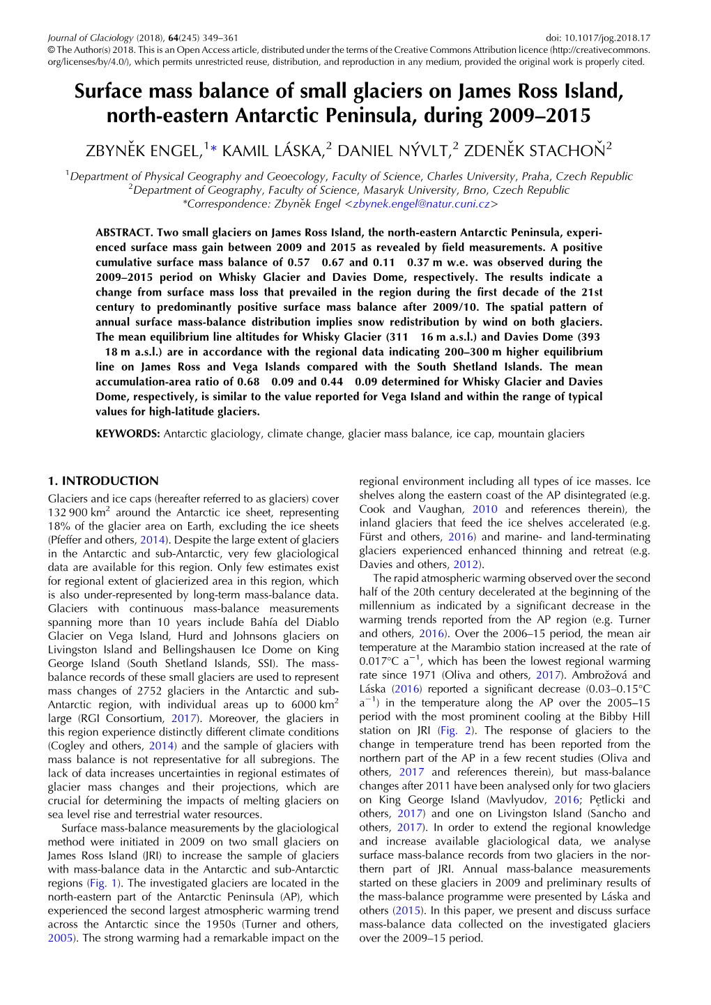 Surface Mass Balance of Small Glaciers on James Ross Island