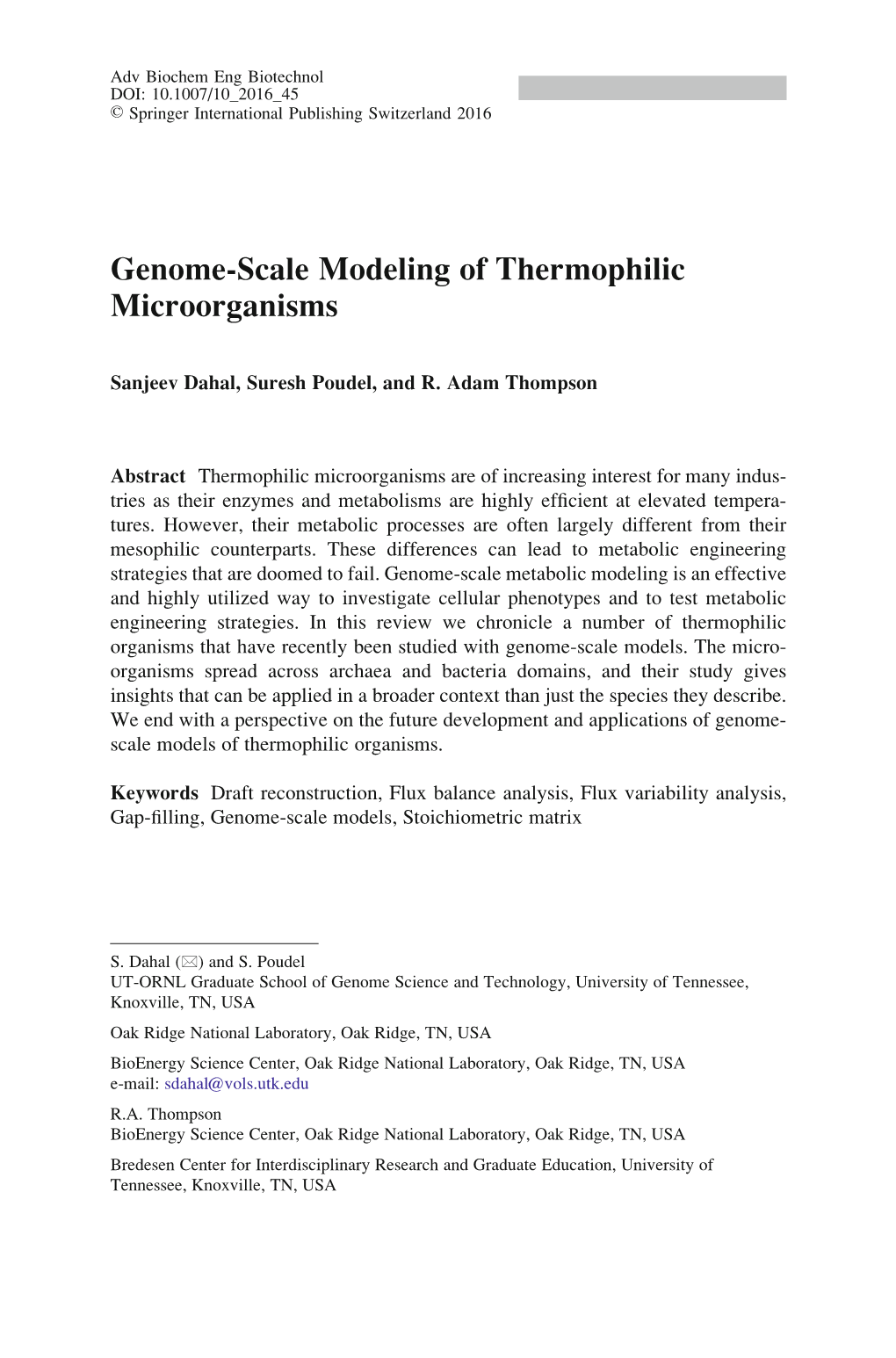 Genome-Scale Modeling of Thermophilic Microorganisms