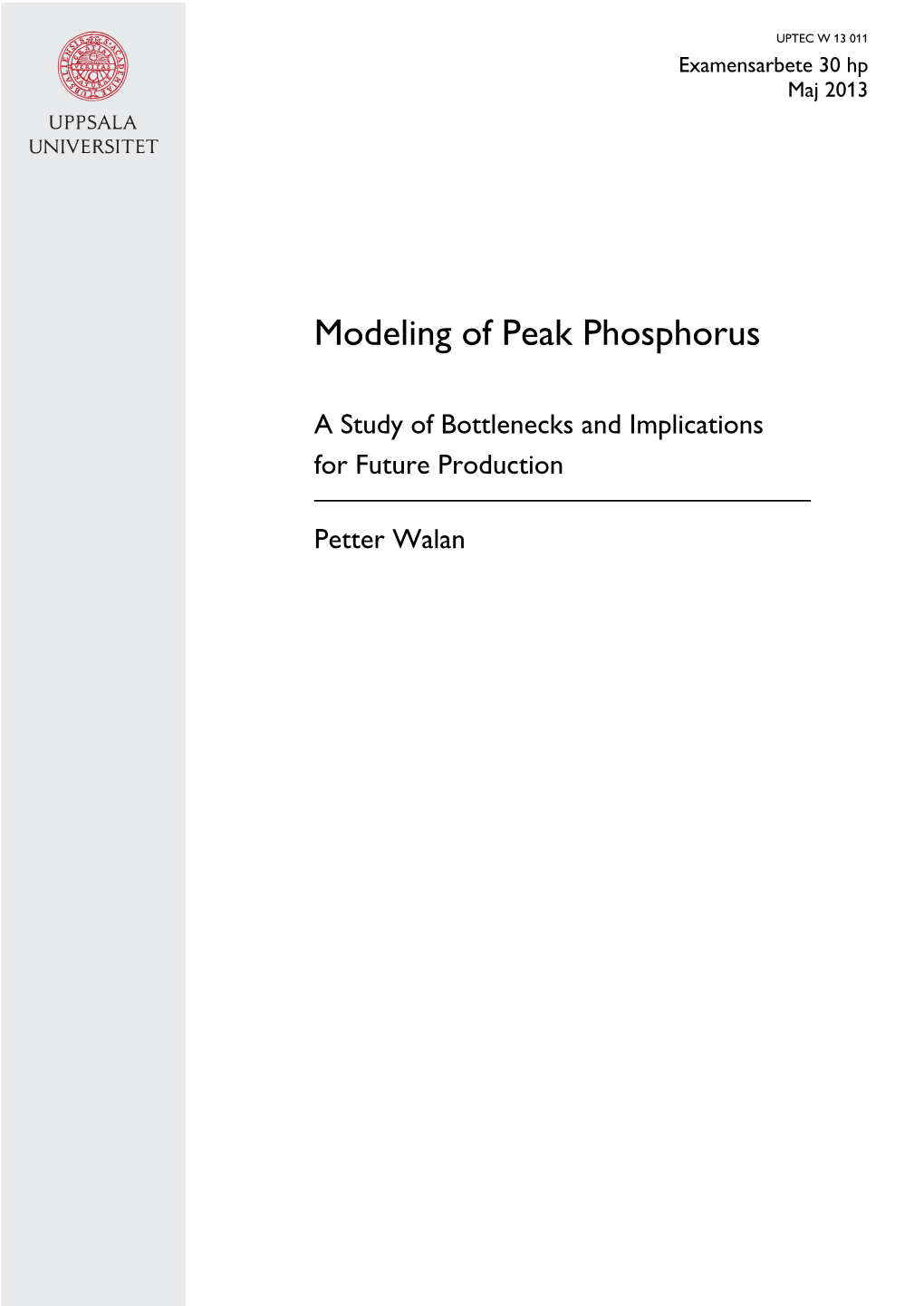 Modeling of Peak Phosphorus