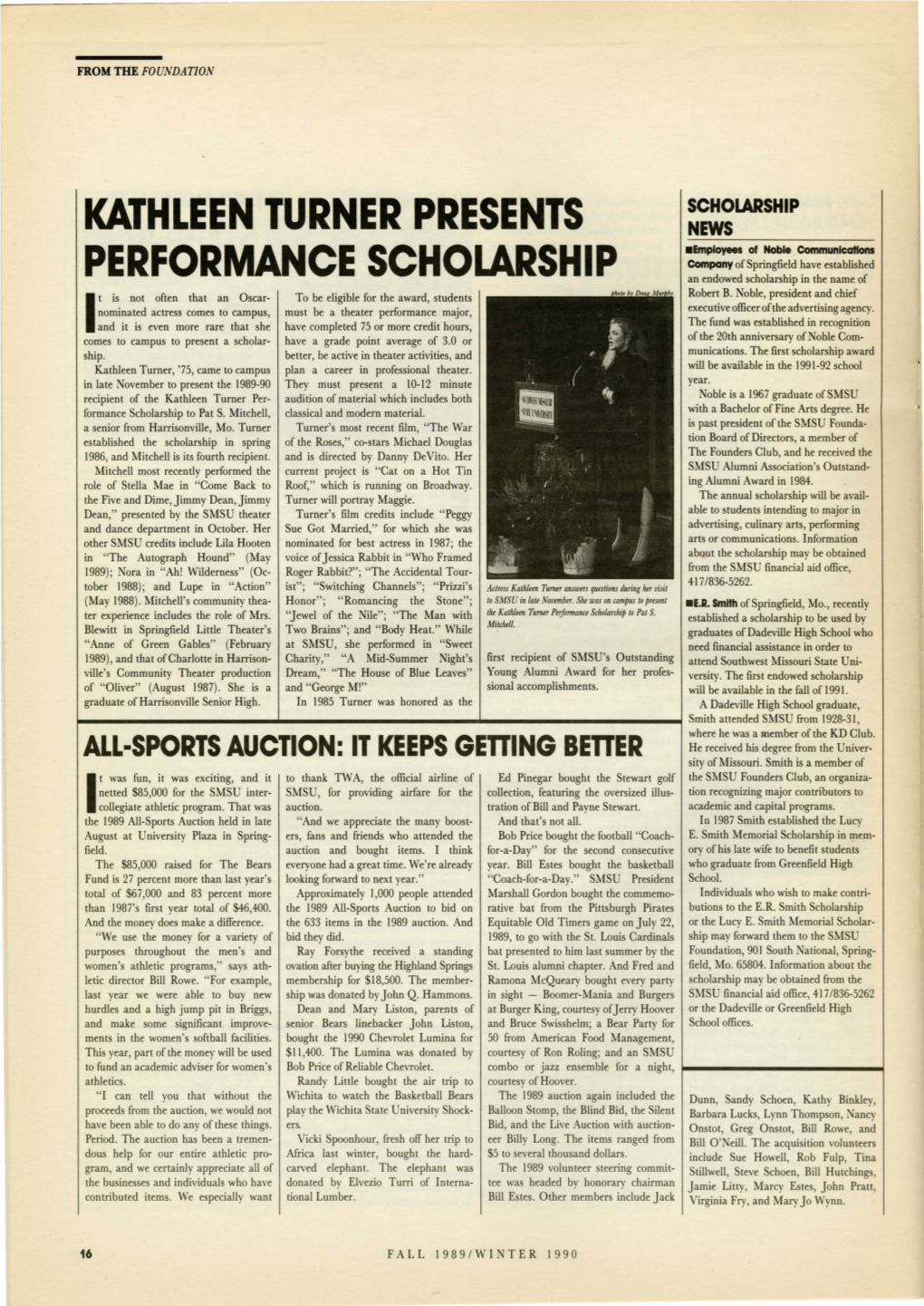 Kathleen Turner Presents Performance Scholarship