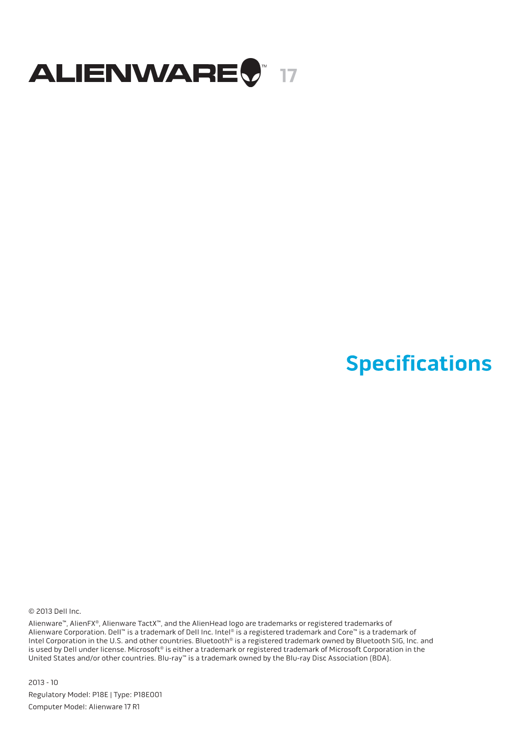 Alienware 17 Specifications