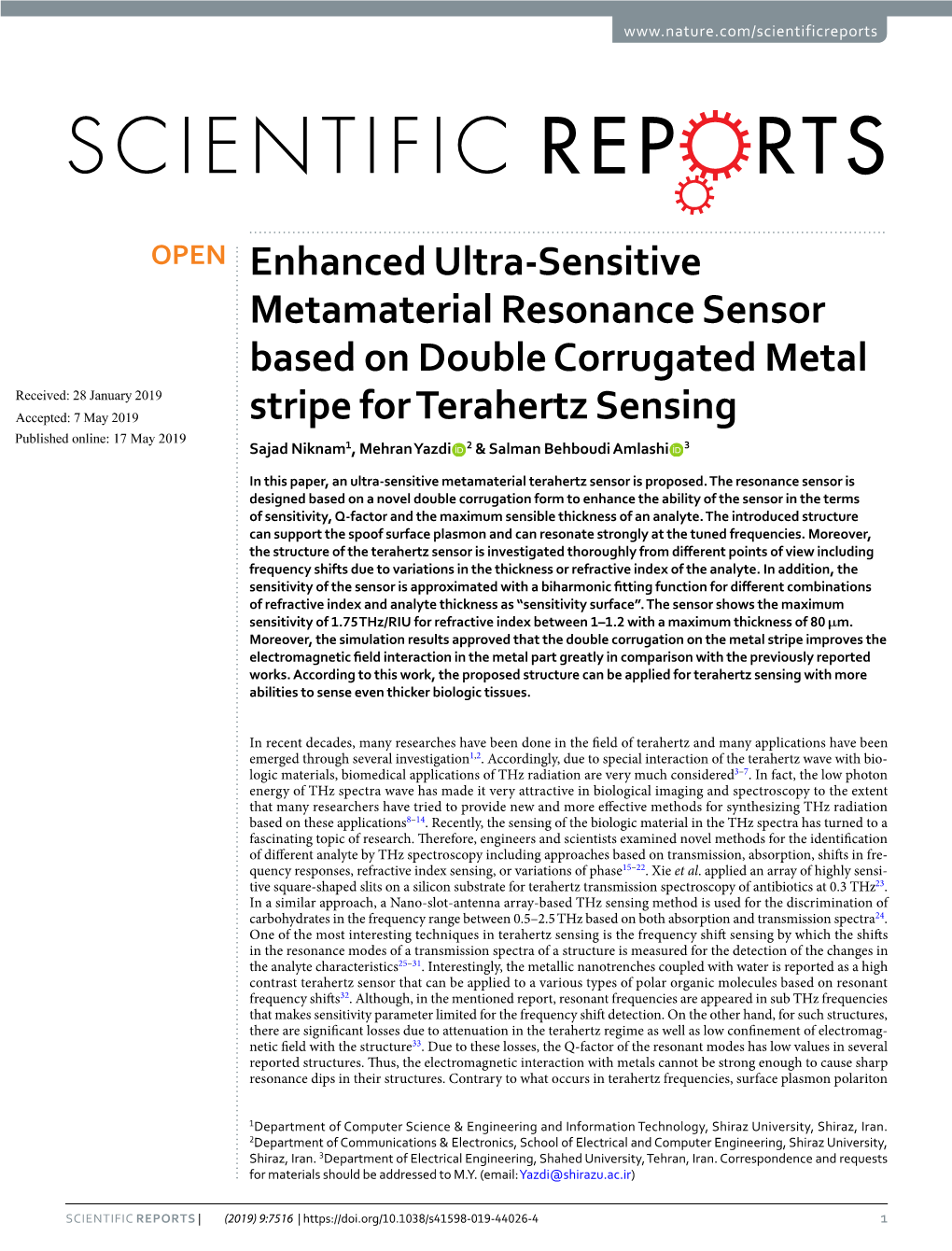 Enhanced Ultra-Sensitive Metamaterial Resonance Sensor