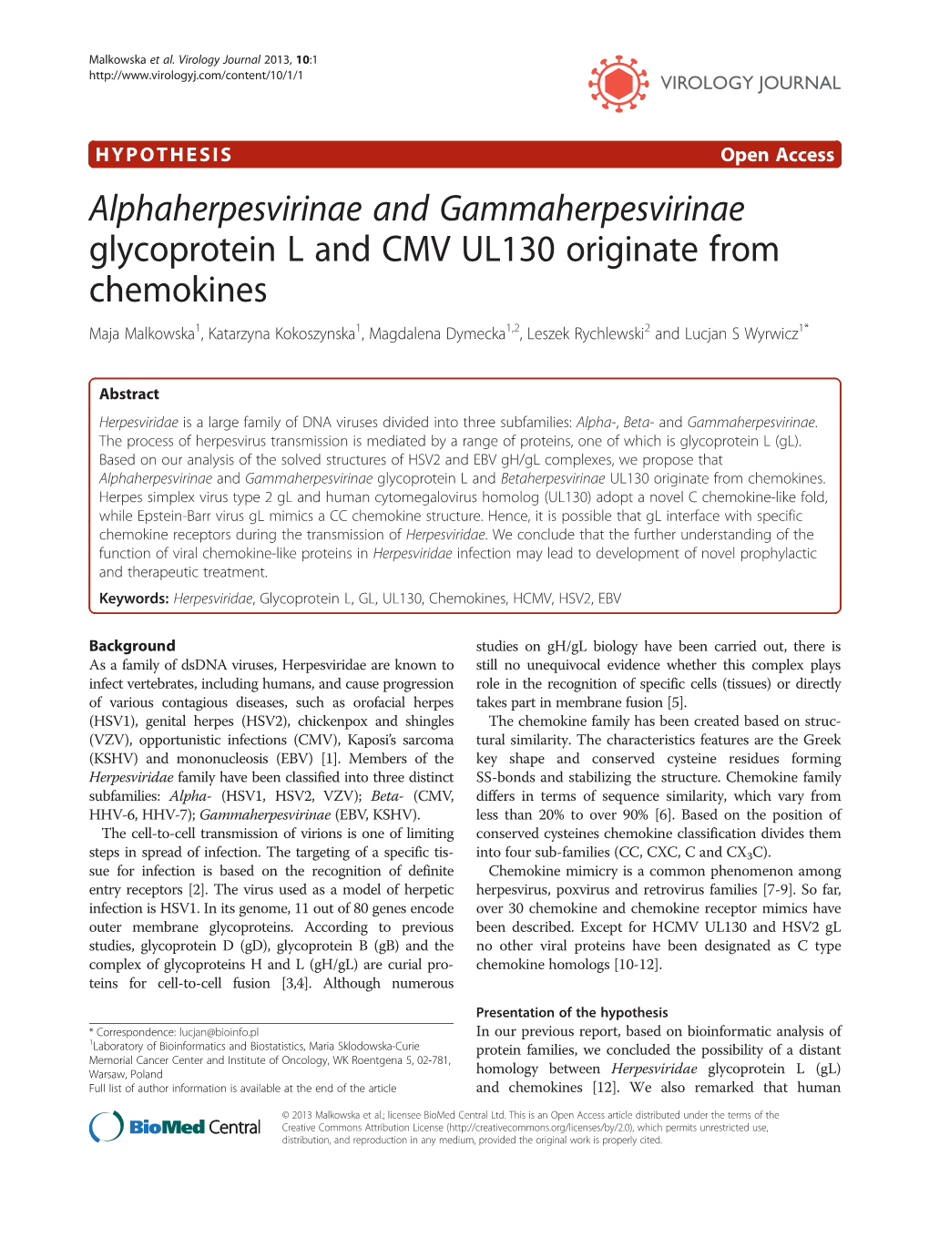 Alphaherpesvirinae and Gammaherpesvirinae Glycoprotein