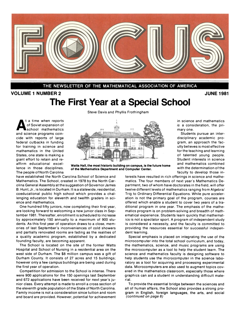 The First Year at a Special School Steve Davis and Phyllis Frothingham