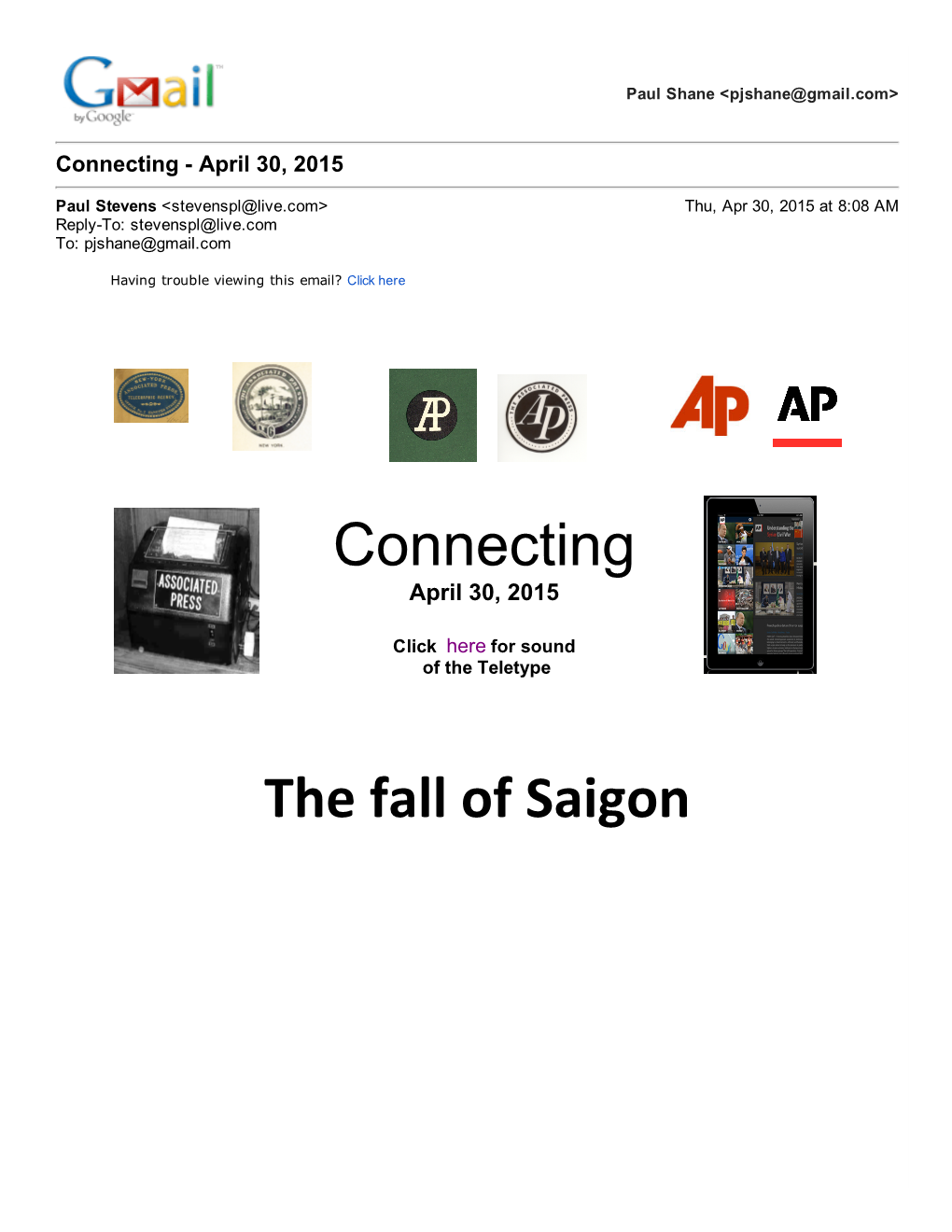 Connecting the Fall of Saigon