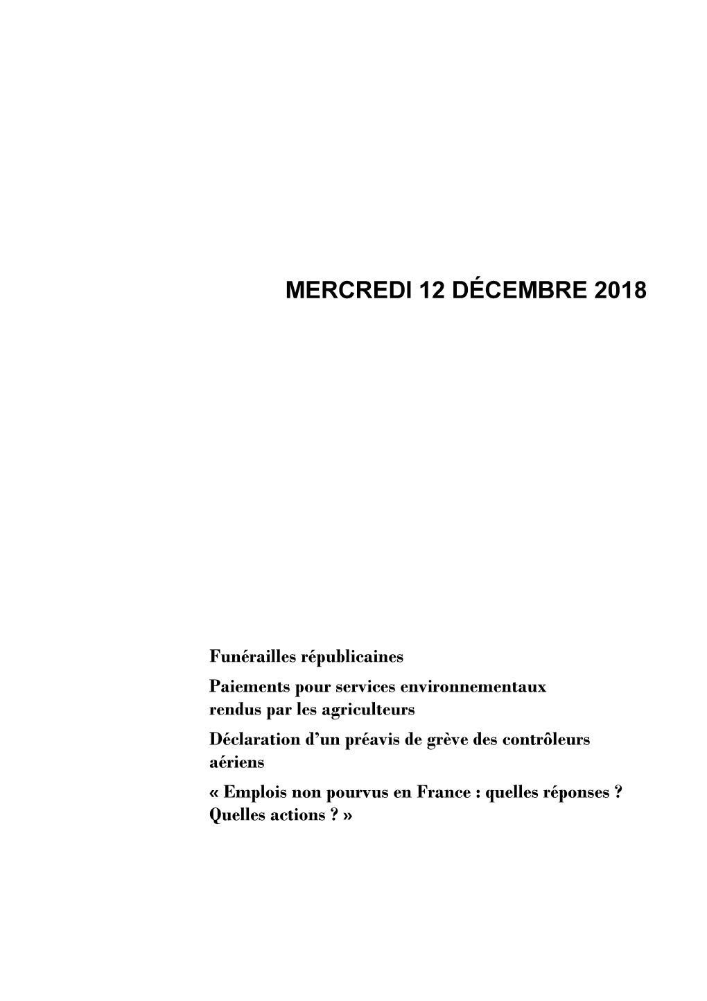 Mercredi 12 Décembre 2018