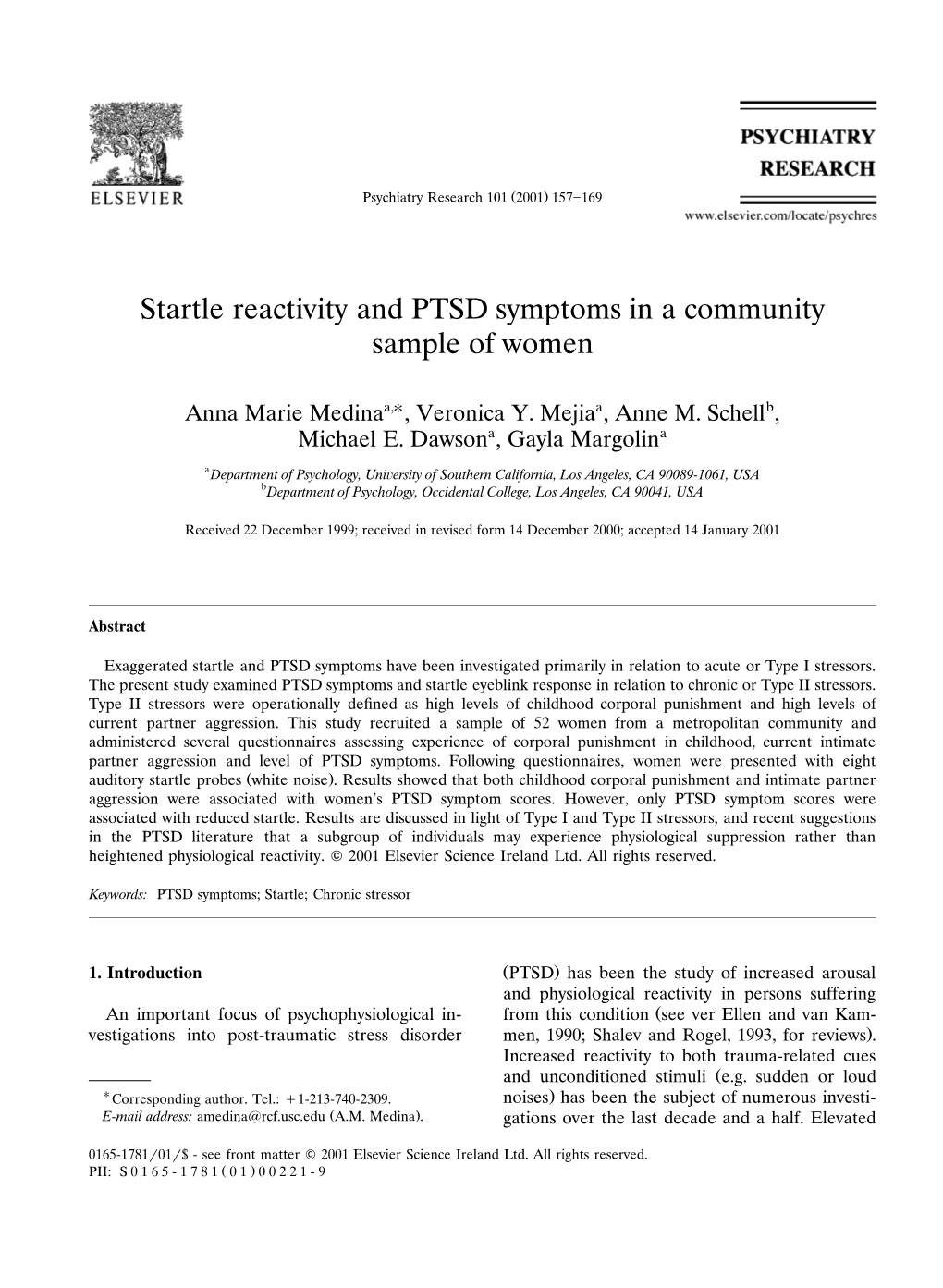 Startle Reactivity and PTSD Symptoms in a Community Sample of Women