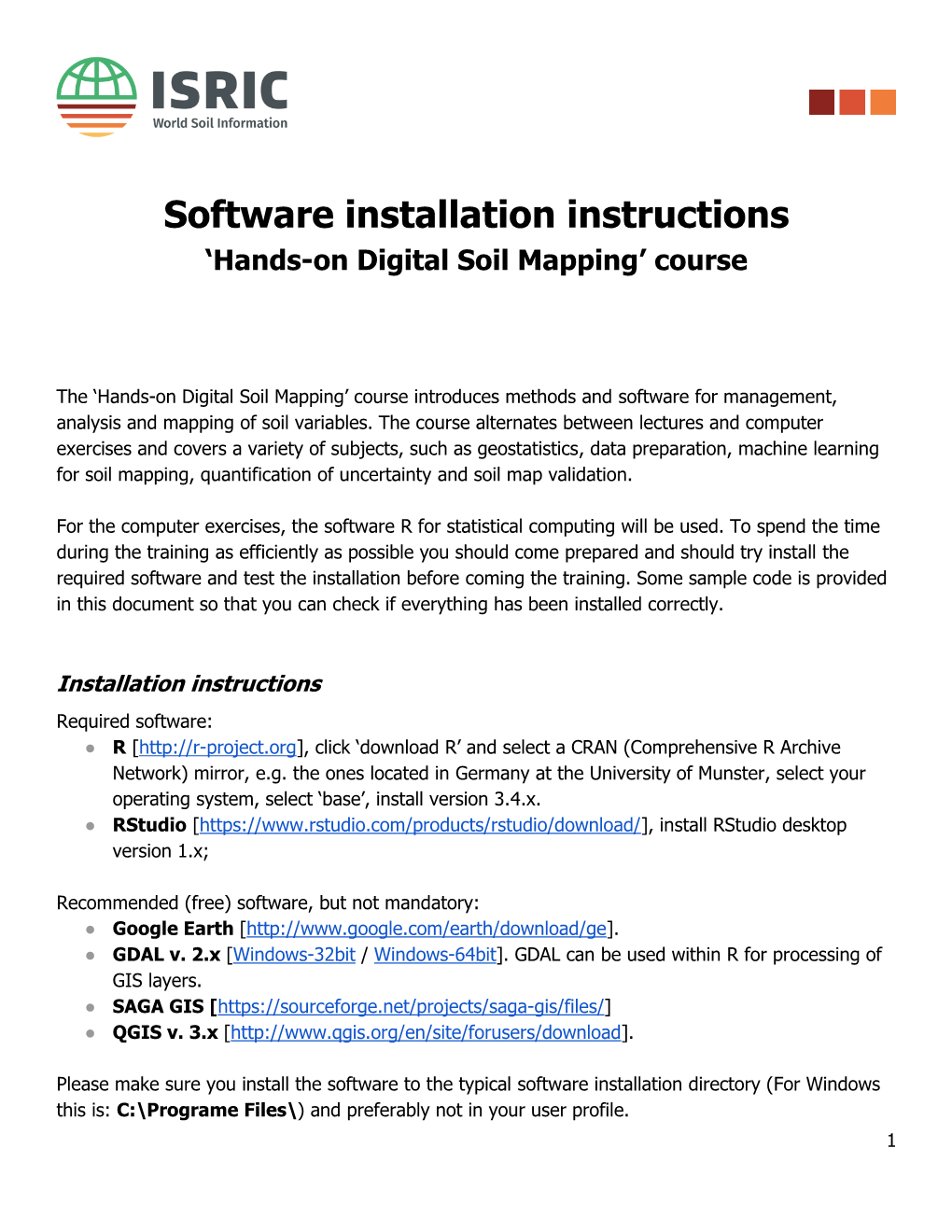 Software Installation Instructions