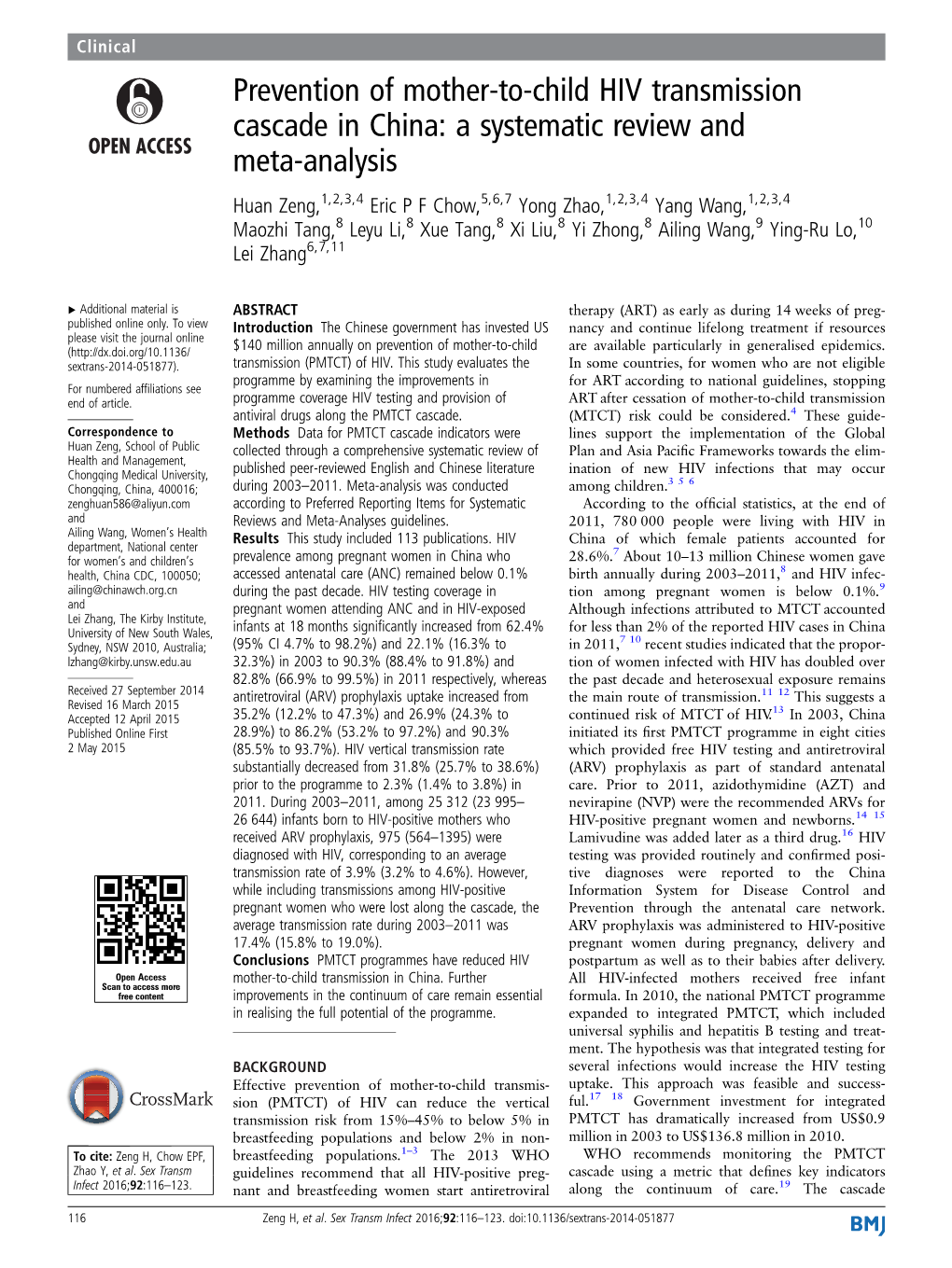 Prevention of Mother-To-Child HIV Transmission Cascade in China: A