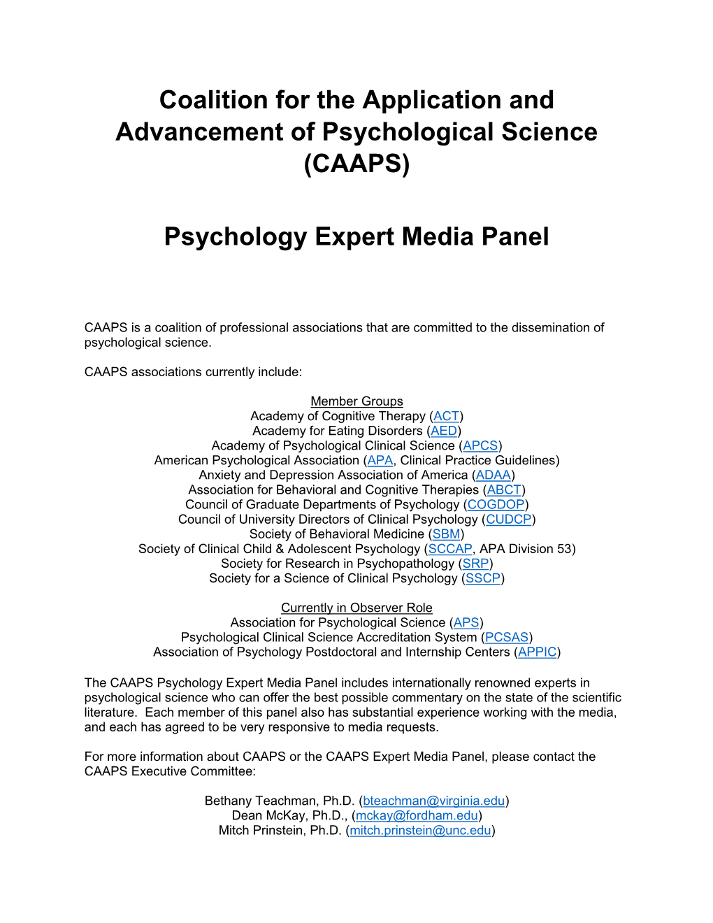 Psychology Expert Media Panel