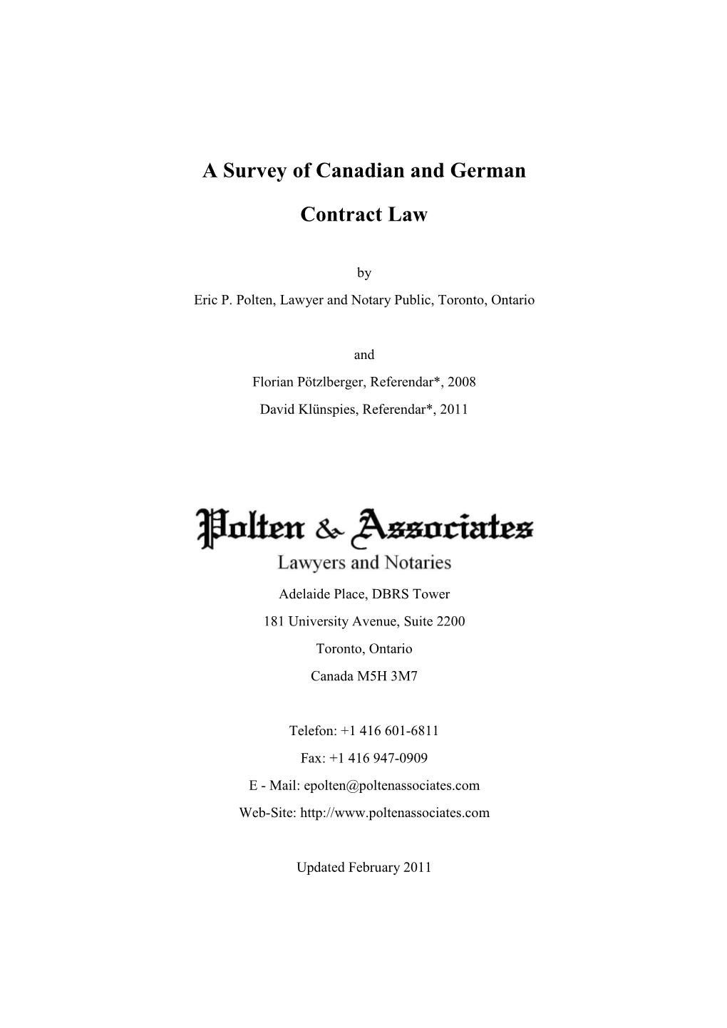 A Survey of Canadian and German Contract