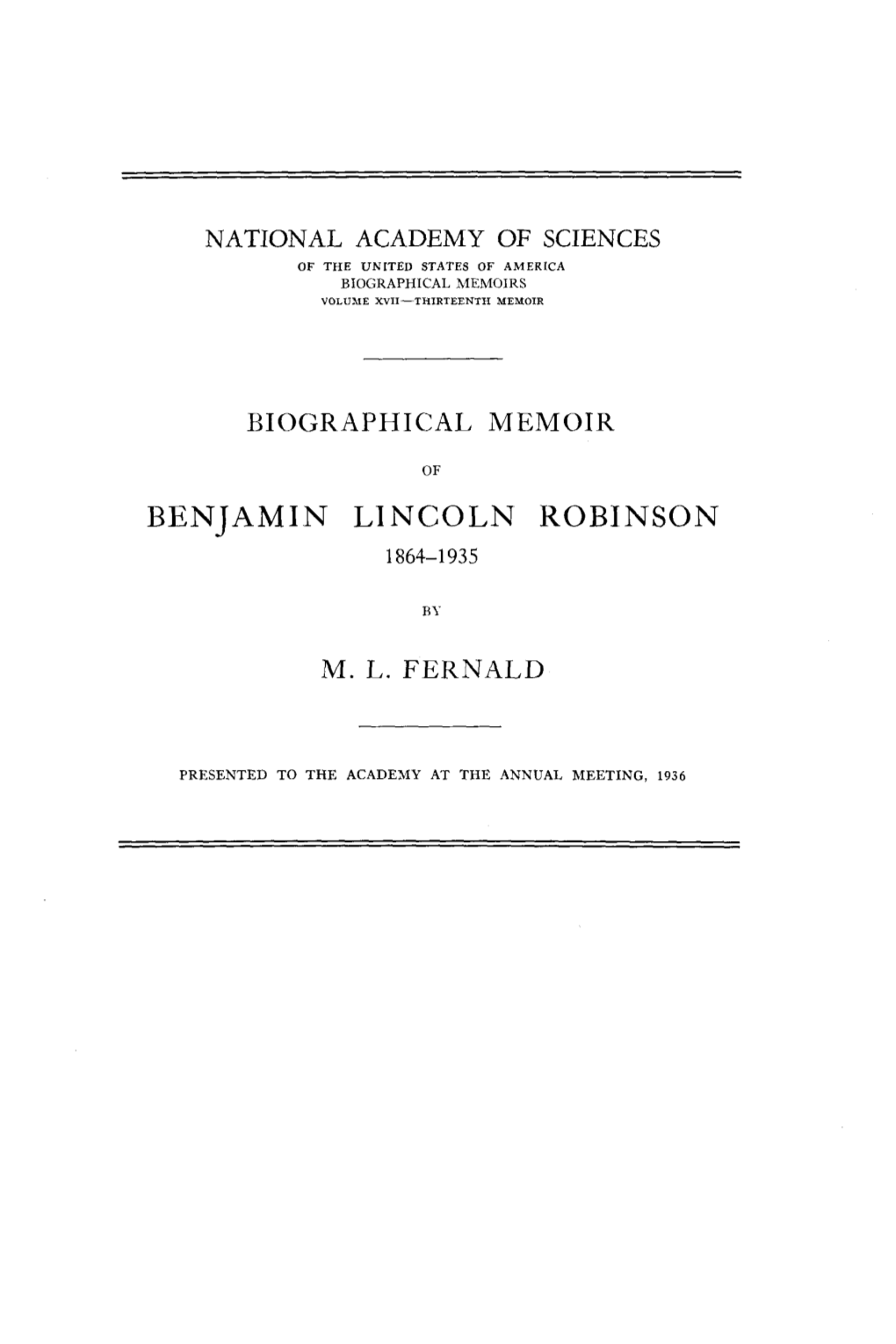 Benjamin Lincoln Robinson 1864-1935