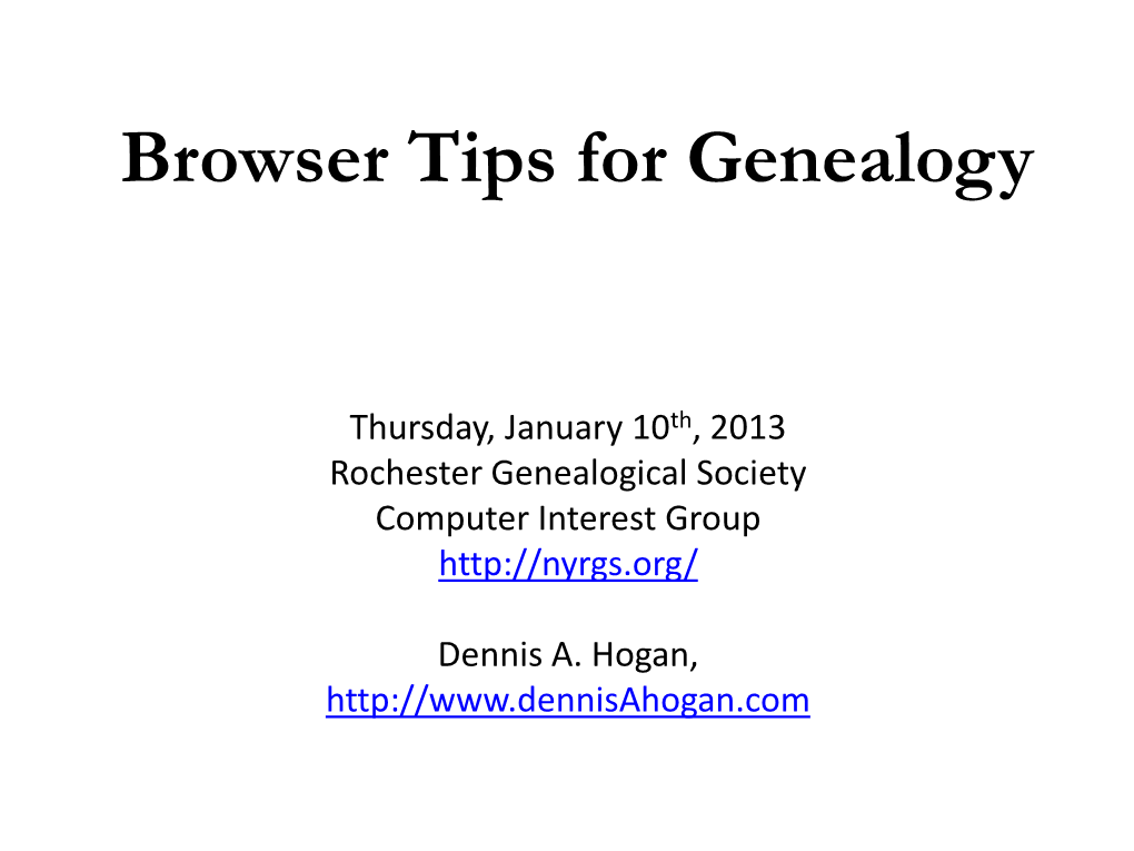 Browser Tips for Genealogy