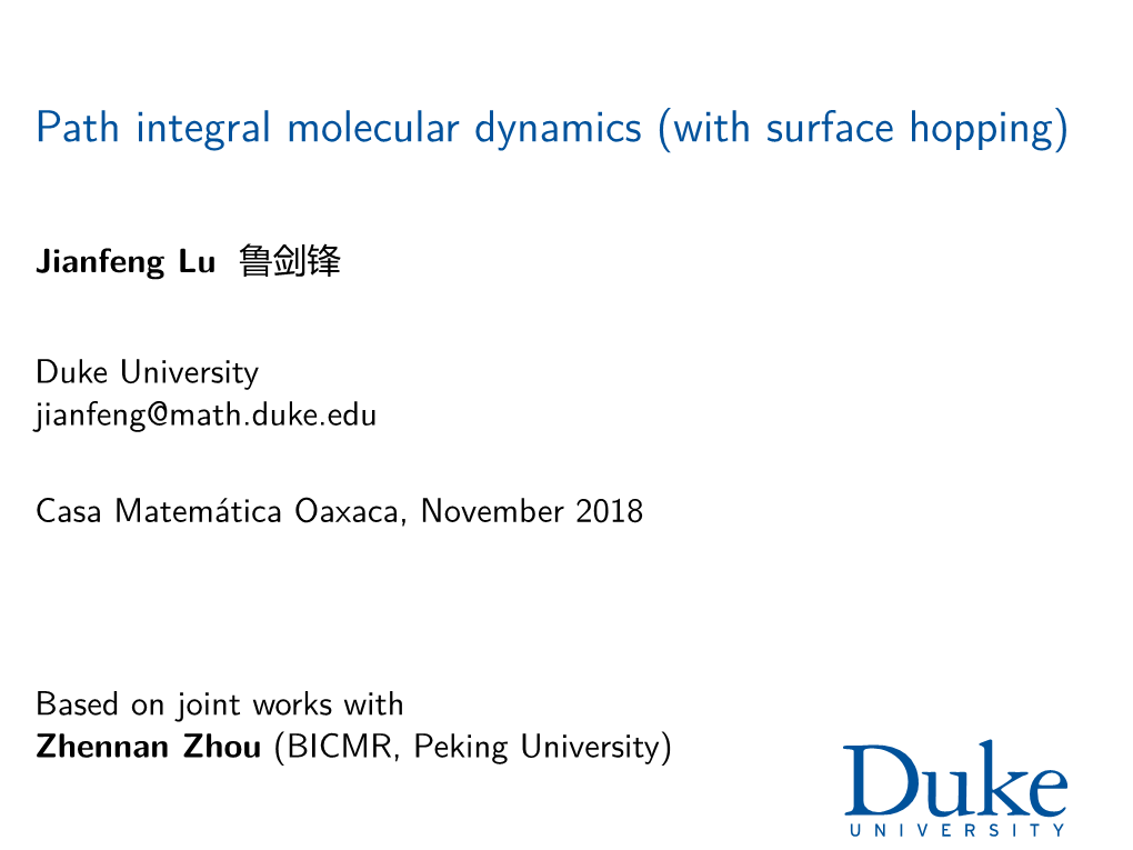 Path Integral Molecular Dynamics (With Surface Hopping)