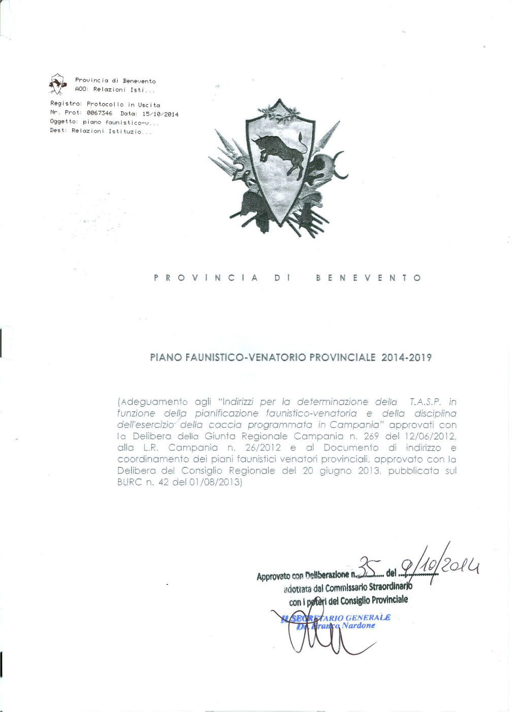 Piano Faunistico Venatorio Provinciale 2014-2019