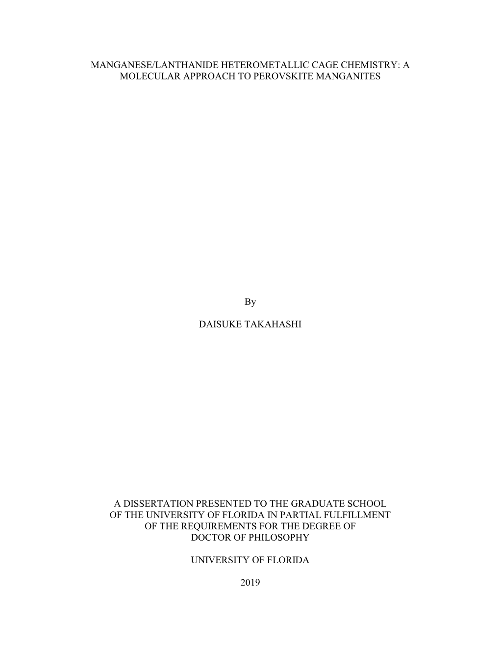 University of Florida Thesis Or Dissertation Formatting