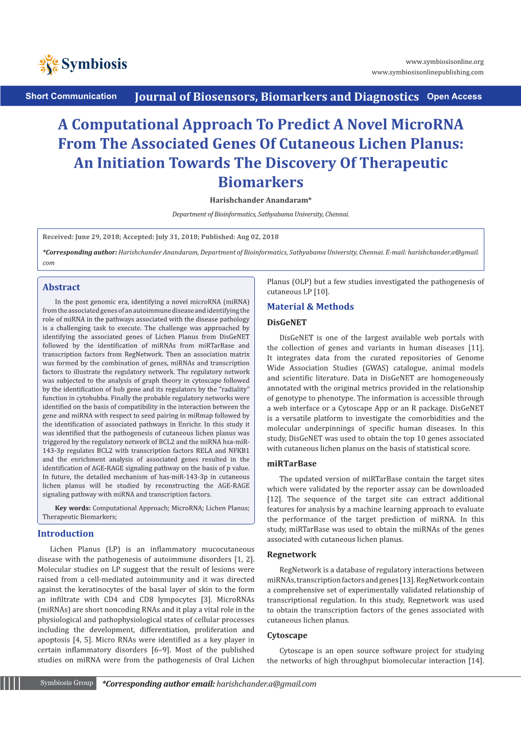 A Computational Approach to Predict A