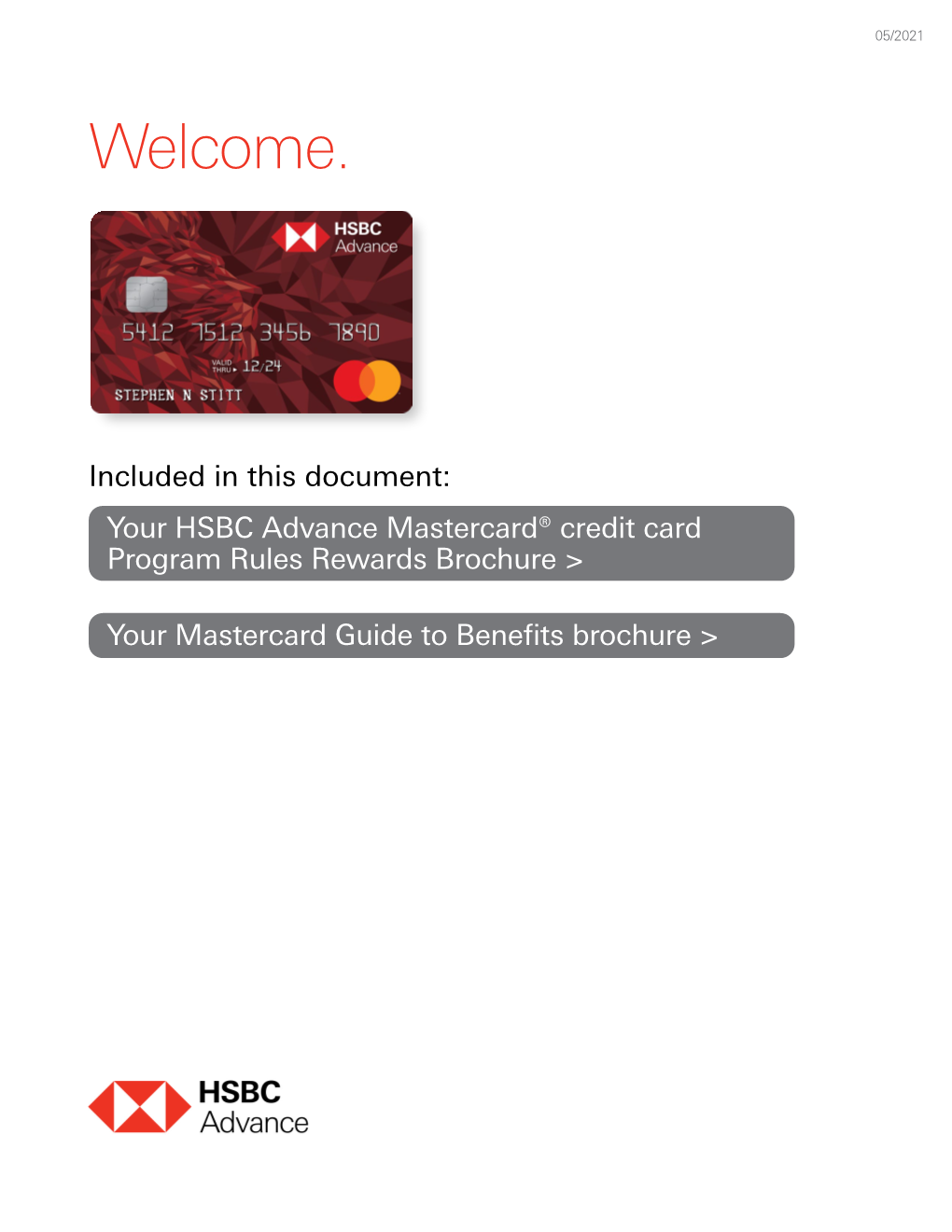 HSBC Advance Mastercard® Credit Card Program Rules Rewards Brochure >