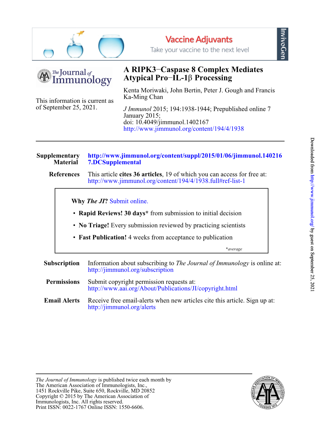 Atypical Pro Caspase 8 Complex Mediates − a RIPK3