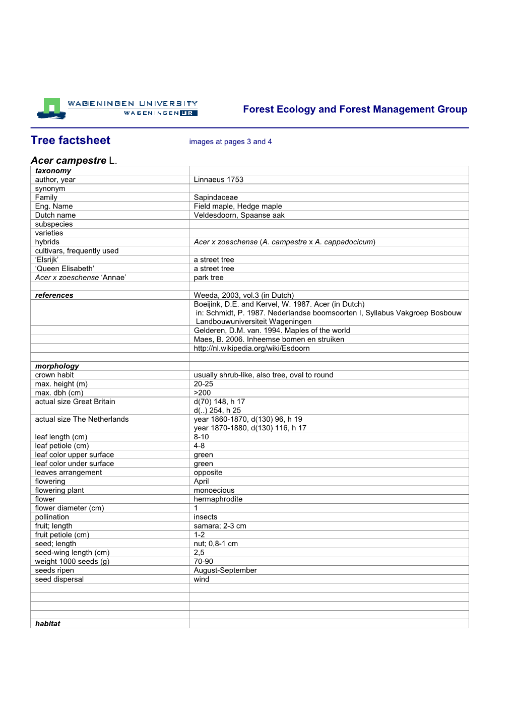 Tree Factsheet Images at Pages 3 and 4