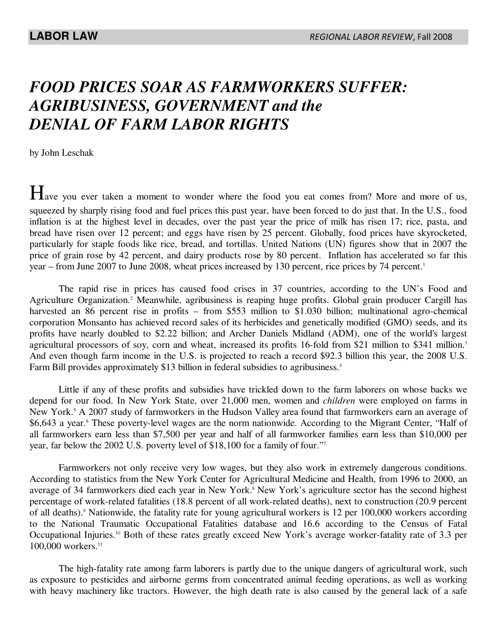Food Prices Soar As Farmworkers Suffer:Agribusiness, Government