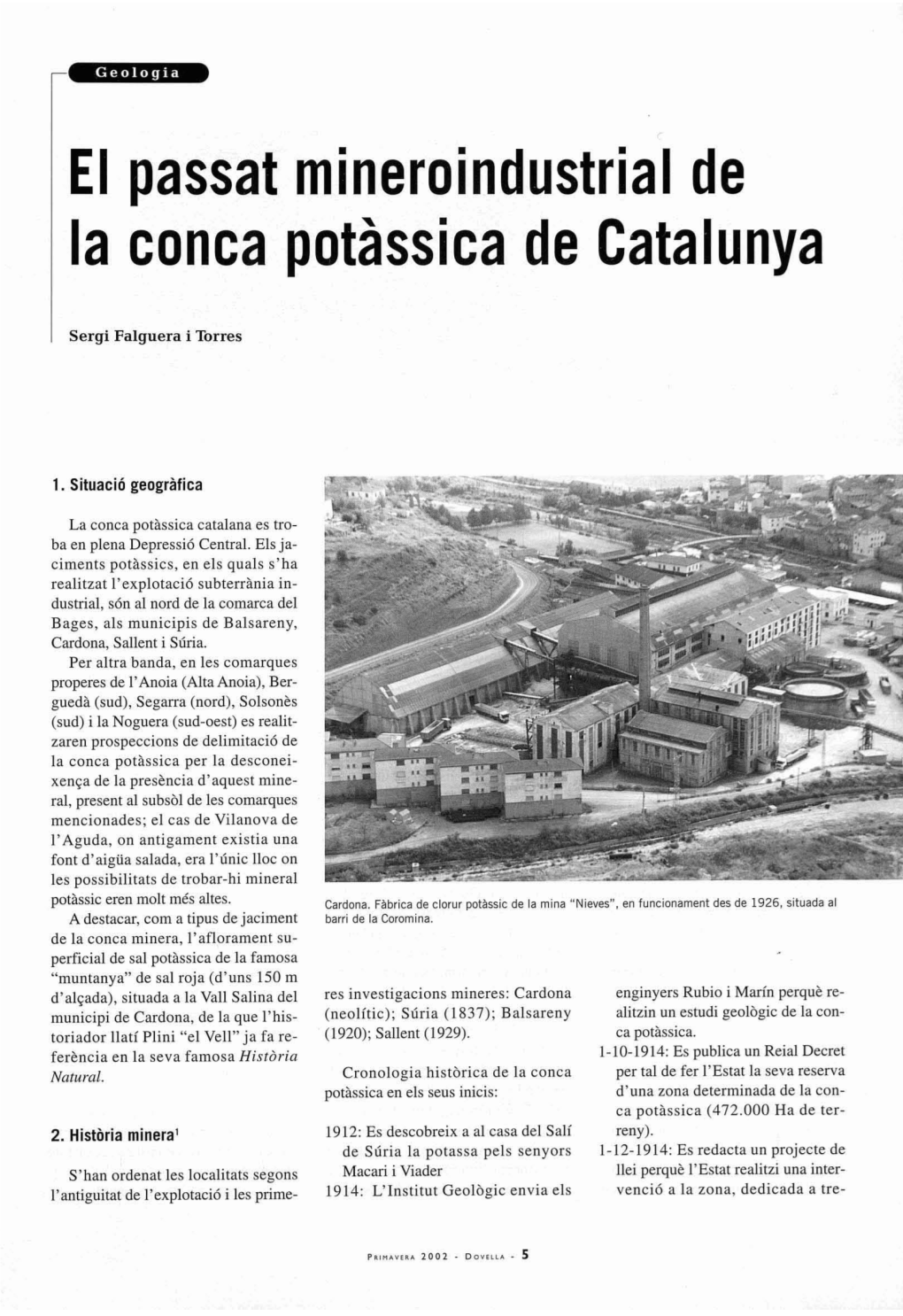 El Passat Mineroindustrial De La Conca Potassica De Catalunya