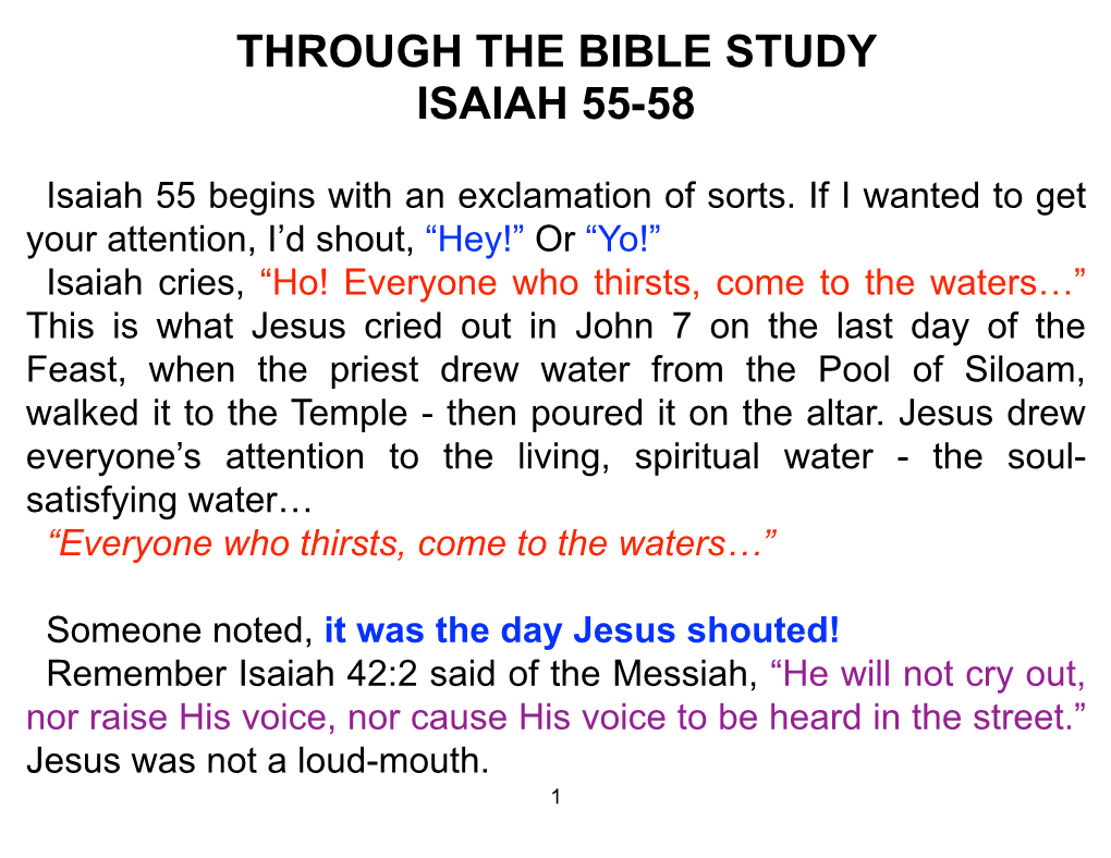 Through the Bible Study Isaiah 55-58