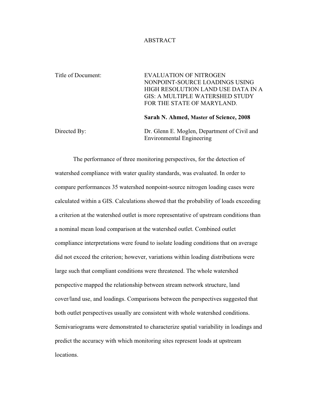 Evaluation of Nitrogen Nonpoint-Source Loadings Using High Resolution Land Use Data in a Gis: a Multiple Watershed Study for the State of Maryland