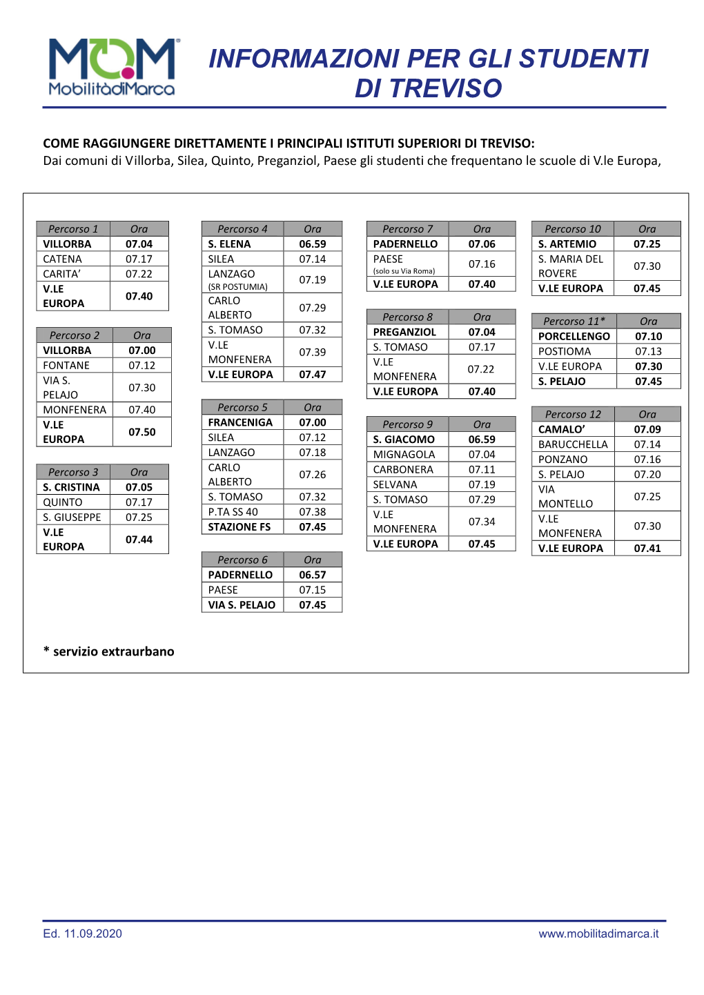 Informazioni Per Gli Studenti Di Treviso