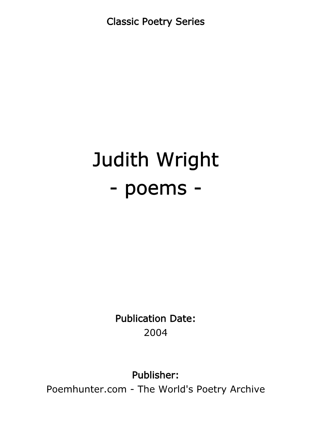 Judith Wright - Poems