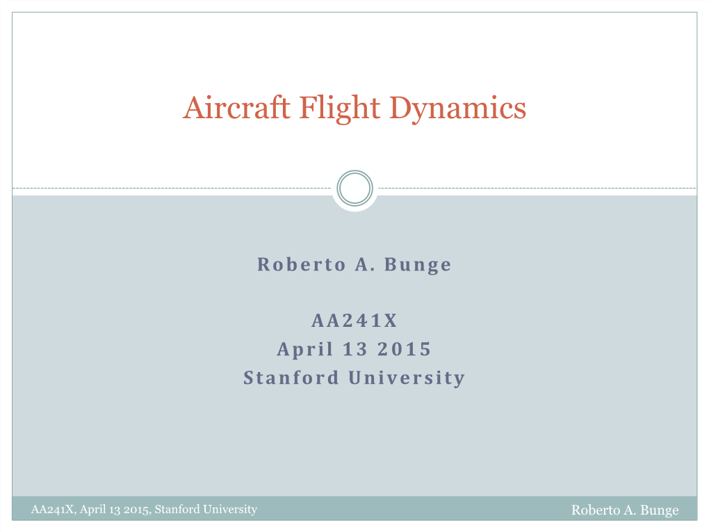 Aircraft Flight Dynamics